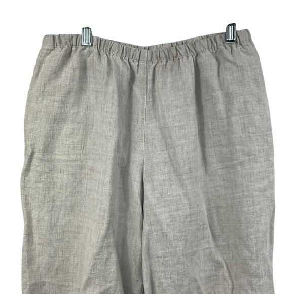 J Jill Elastic Waist Tan 100% Linen Pants Size SP Small Petite Wide Leg - Picture 3 of 11